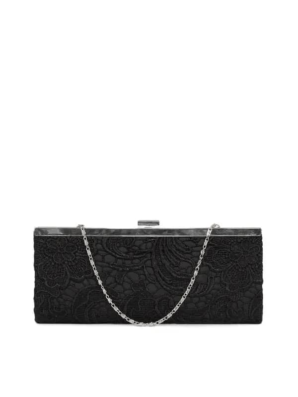 ToniQ Women Black Lace Clutch