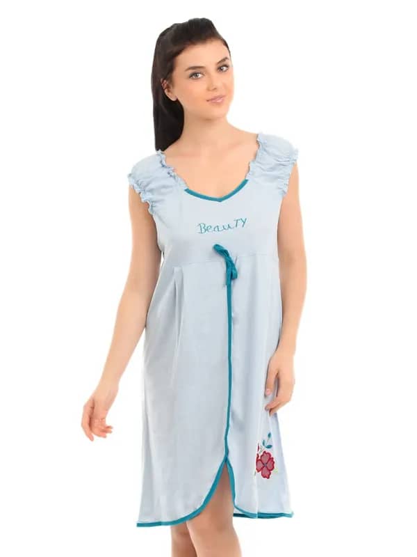 Red Rose Women Blue Nightdress