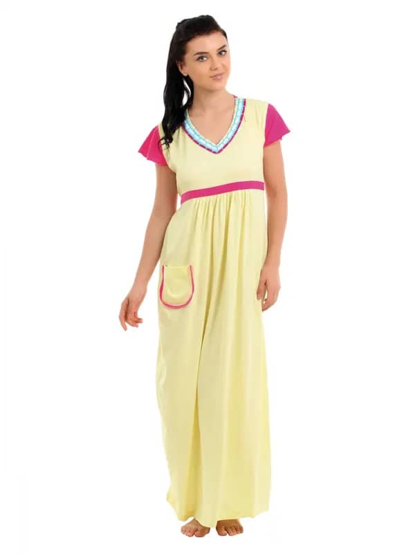 Red Rose Women Yellow Nightdress