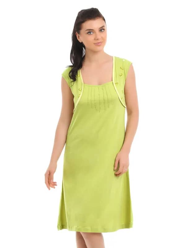 Red Rose Women Green Nightdress