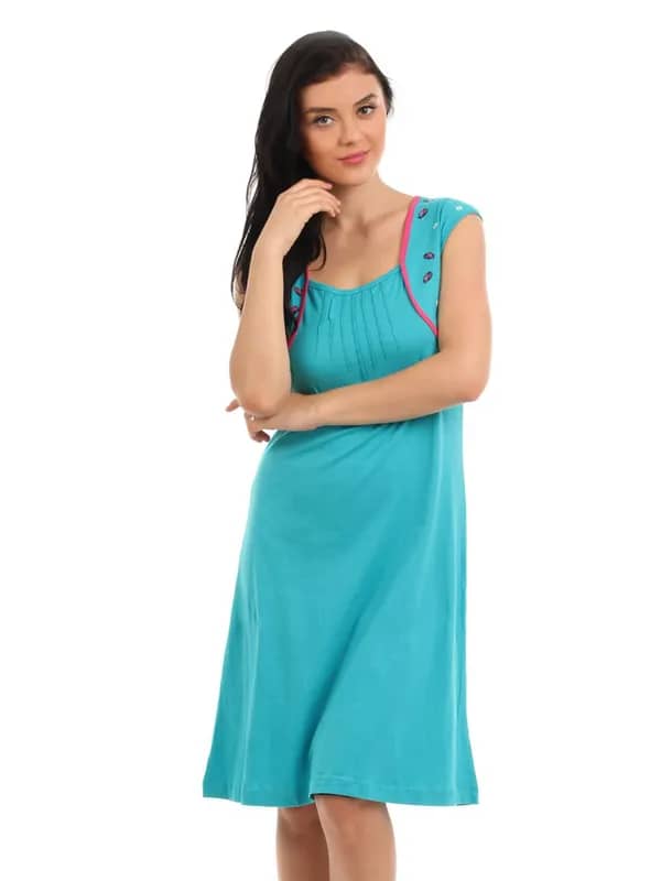 Red Rose Women Blue Nightdress