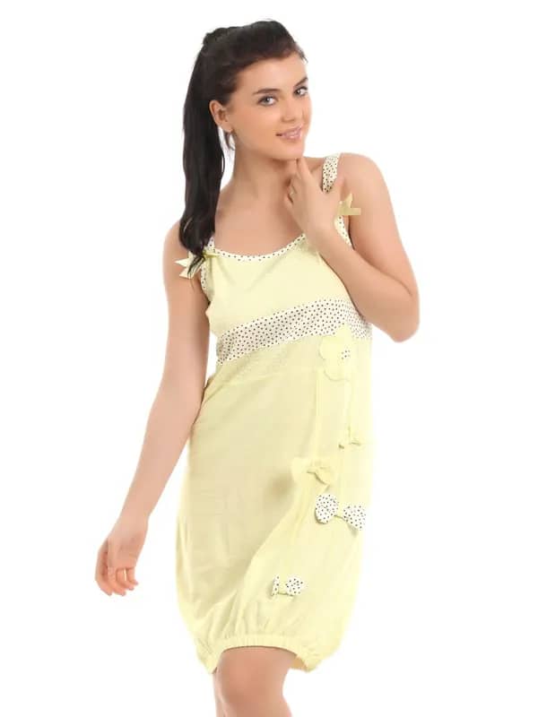 Red Rose Women Yellow Nightdress