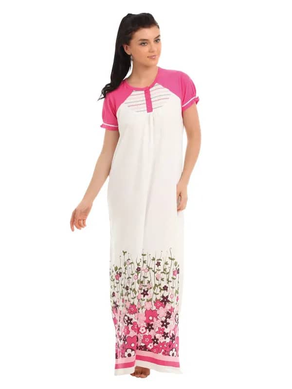 Red Rose Women White Maxi Nightdress