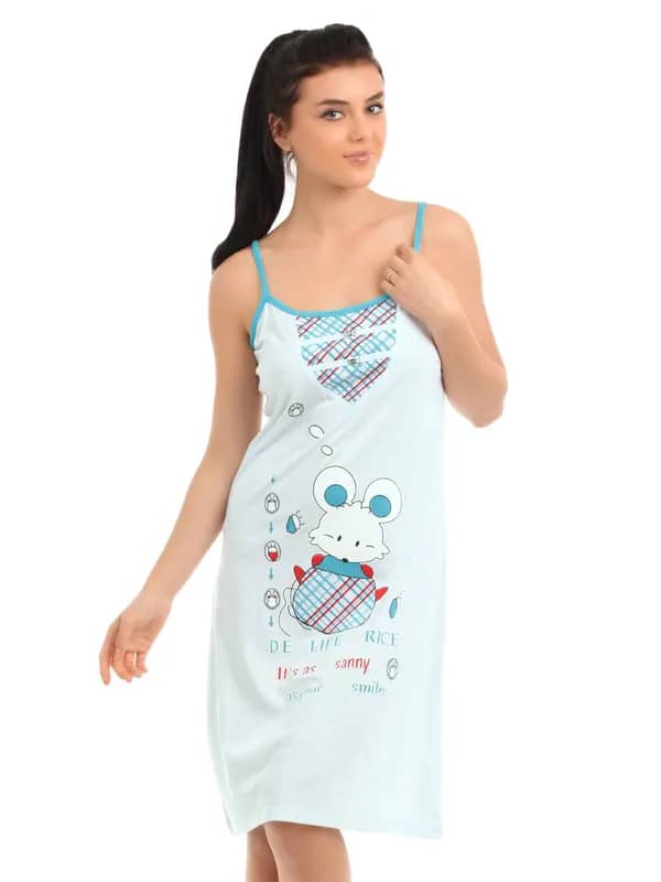 Red Rose Women Blue Nightdress