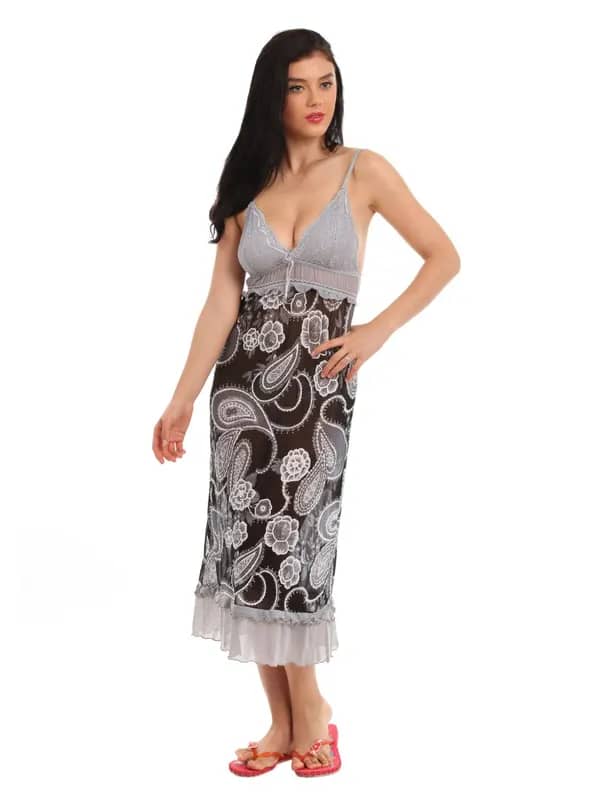 Red Rose Grey & Black Nightdress