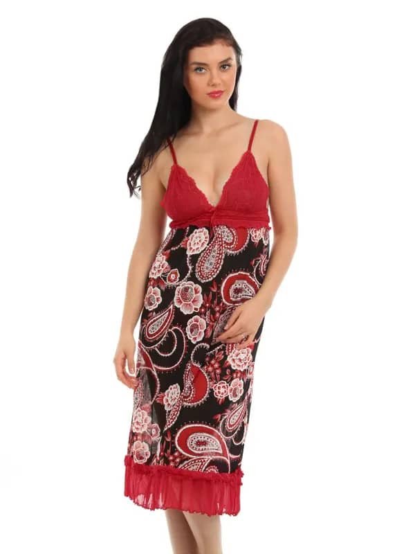 Red Rose Red & Black Nightdress