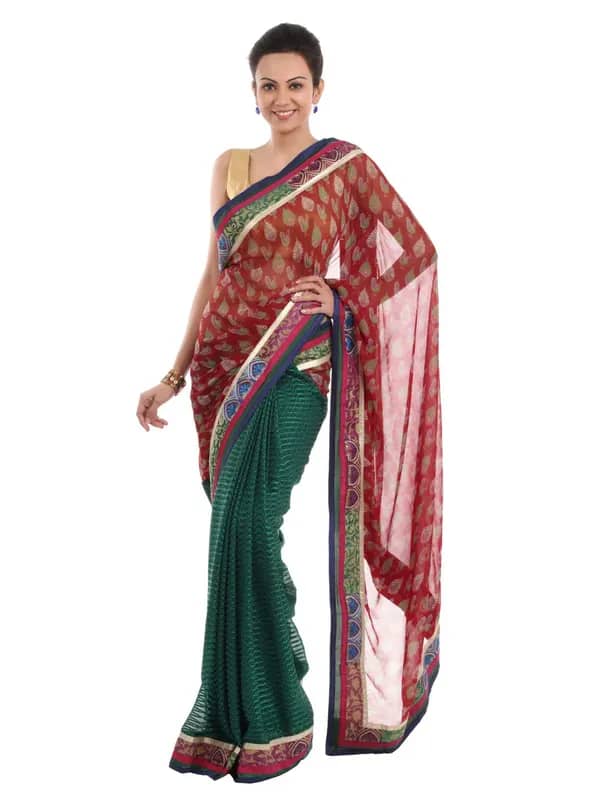 FNF Printed Red Sari