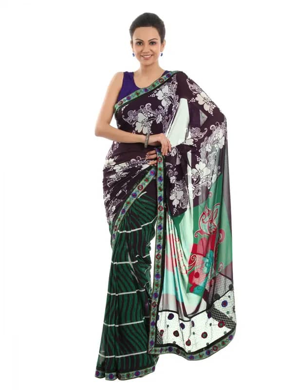 FNF Purple Printed Sari