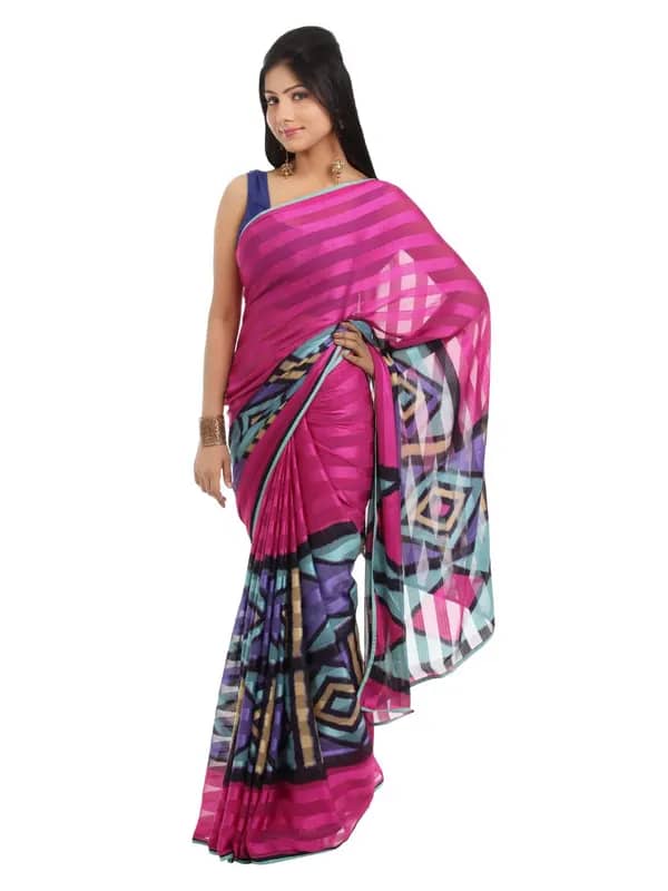 FNF Multi Coloured Printed Sari