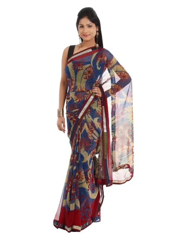 FNF Multi Coloured Printed Sari