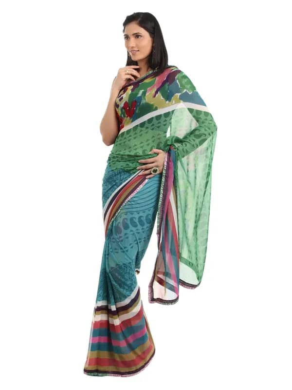 FNF Multi Coloured Printed Sari