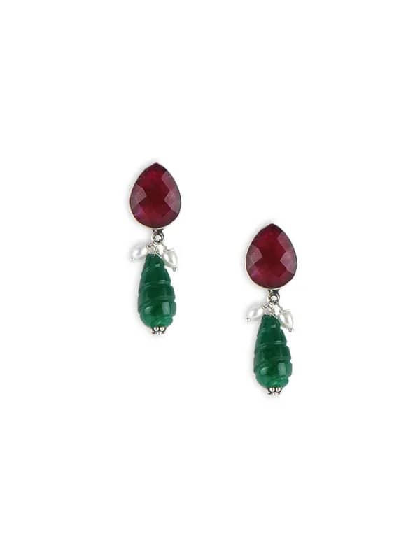 Fabindia Maroon & Green Earrings