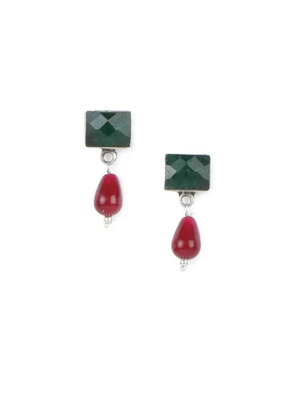 Fabindia Maroon & Green Earrings