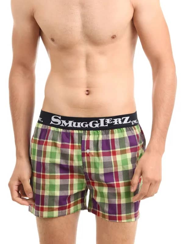 Smugglerz Men Multi Coloured Check Boxers
