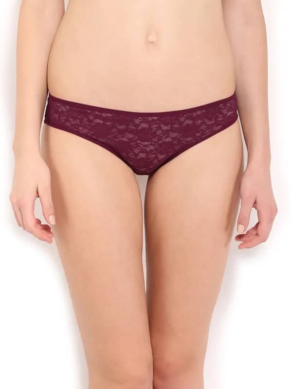 Amante Women Maroon Lace Briefs PCFR21