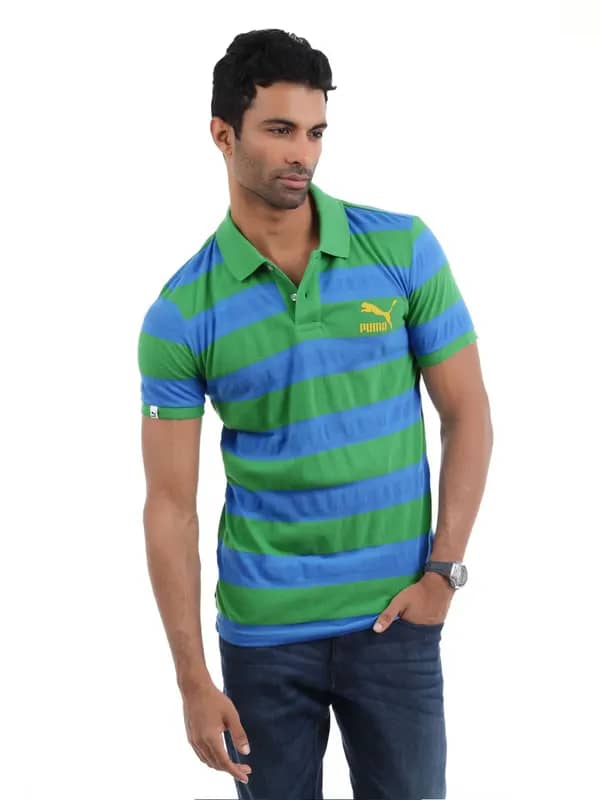 Puma Men Green and Blue T-shirt