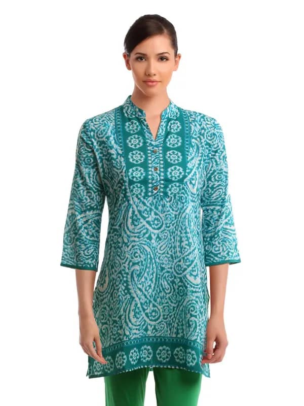 Ayaany Women Turquoise Blue Kurti