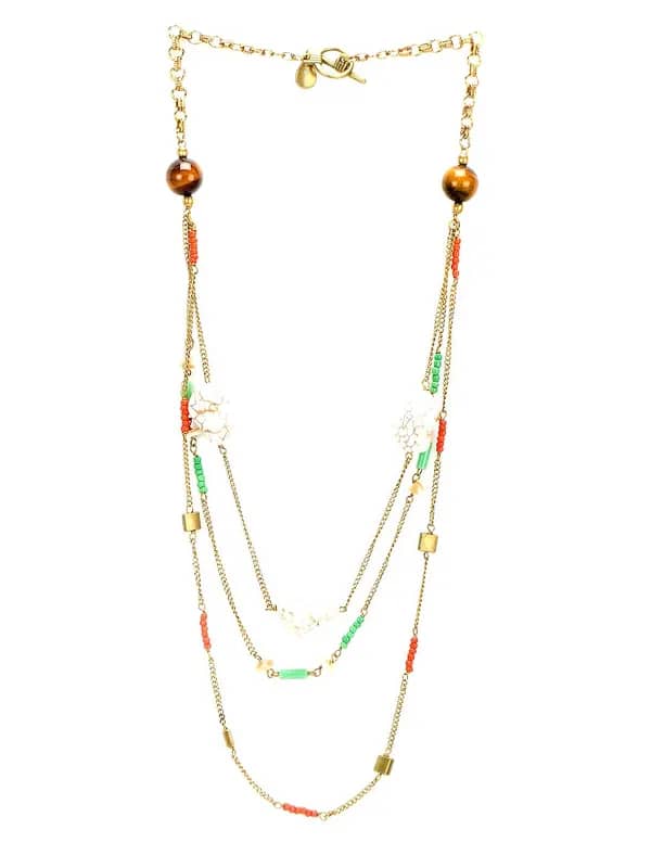 Ivory Tag Women Swirling Jazz Golden Coloured Necklace