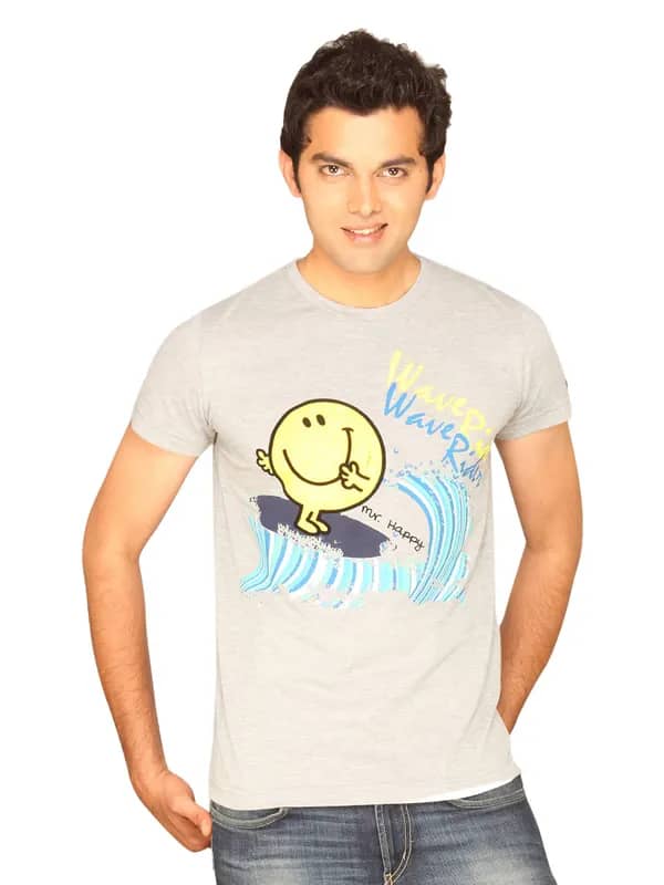 Mr.Men Men's Wave Rider Grey Melange T-shirt