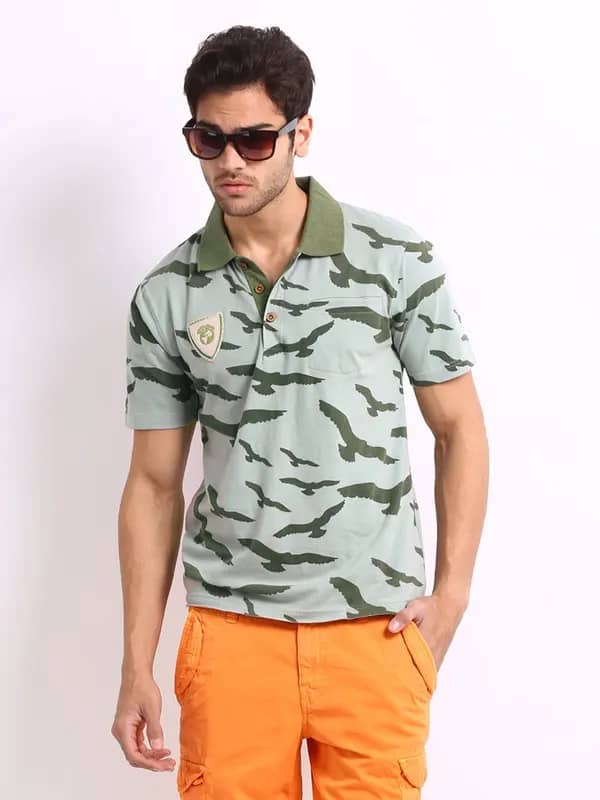 Do U Speak Green Men Green Printed Polo T-shirt
