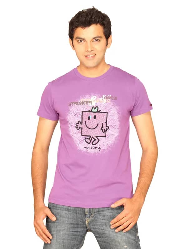 Mr.Men Men's Strong Light Purple T-shirt
