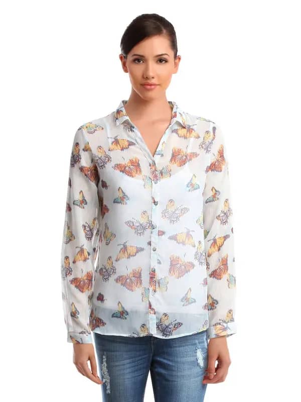 Femella Women White Printed Shirt