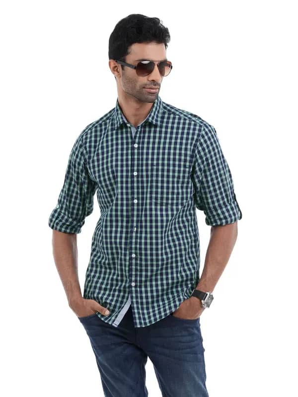 Peter England Men Navy Blue Shirt