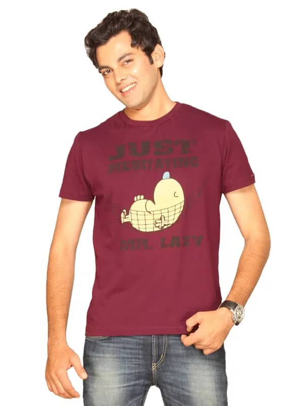 Mr.Men Maroon Printed T-shirt