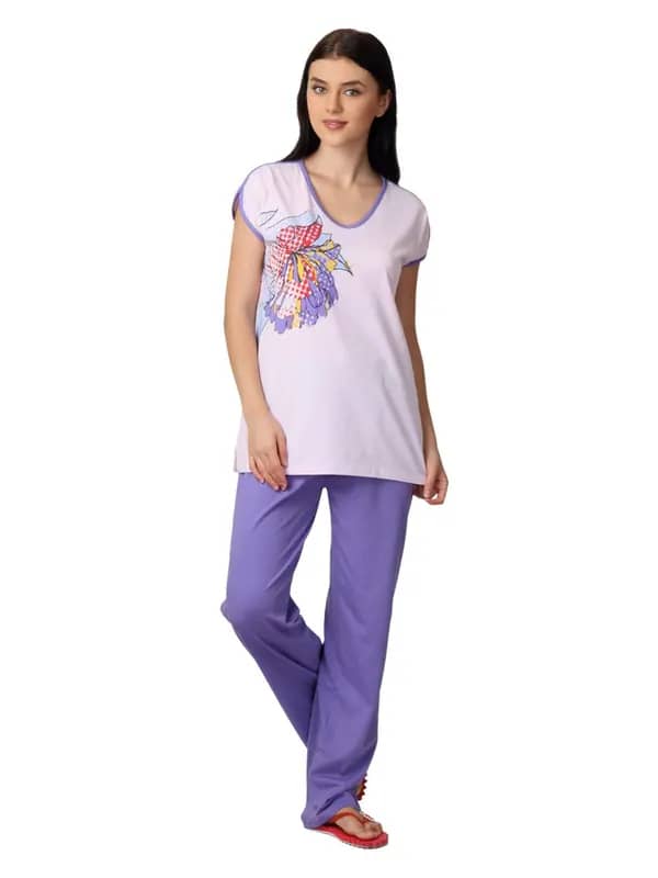 SDL by Sweet Dreams Women Pink & Purple Night Suit S11-3186