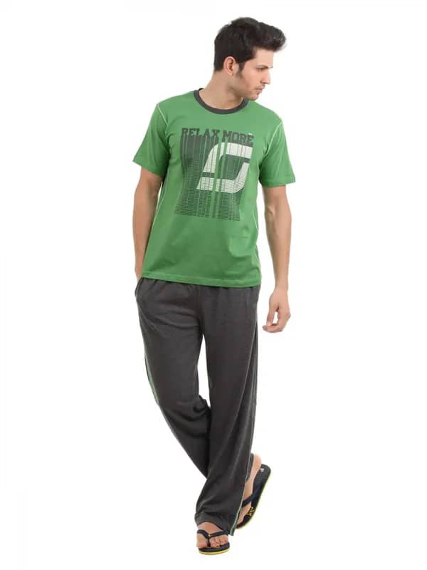 SDL by Sweet Dreams Men Green & Grey Pyjama Set