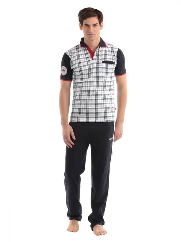 SDL by Sweet Dreams Men White Pyjama Set