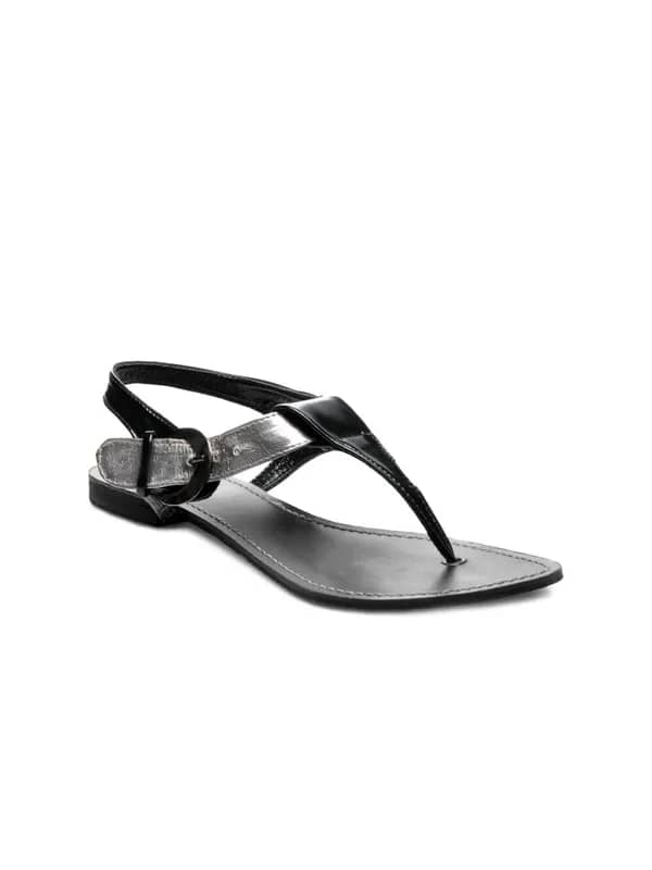 Rocia Women Black & Silver Sandals