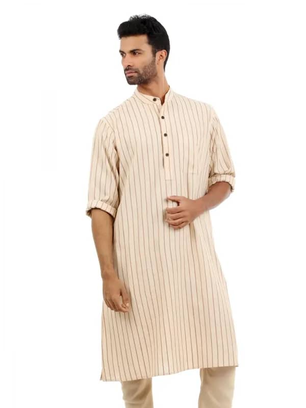 Fabindia Men Beige Kurta