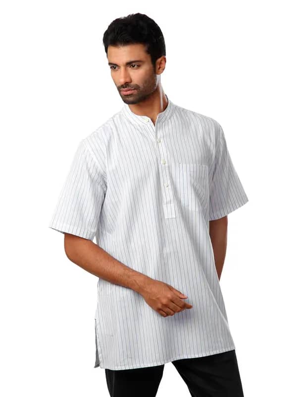 Fabindia Men Striped White Kurta