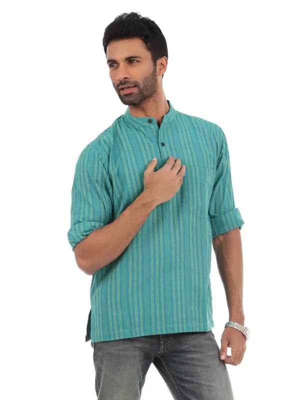 Fabindia Men Teal Kurta