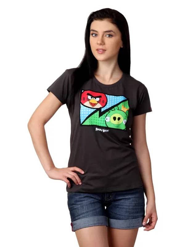 Angry Birds Women Charcoal T-shirt