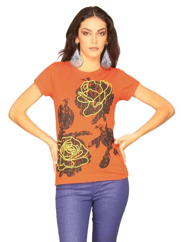 Jealous 21 Women's Orange Rose T-shirt