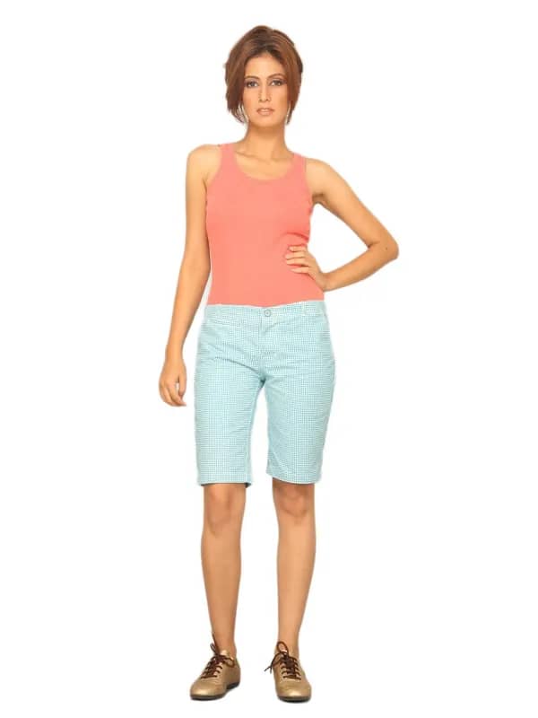 Jealous 21 Women's Blue White Checkered Short