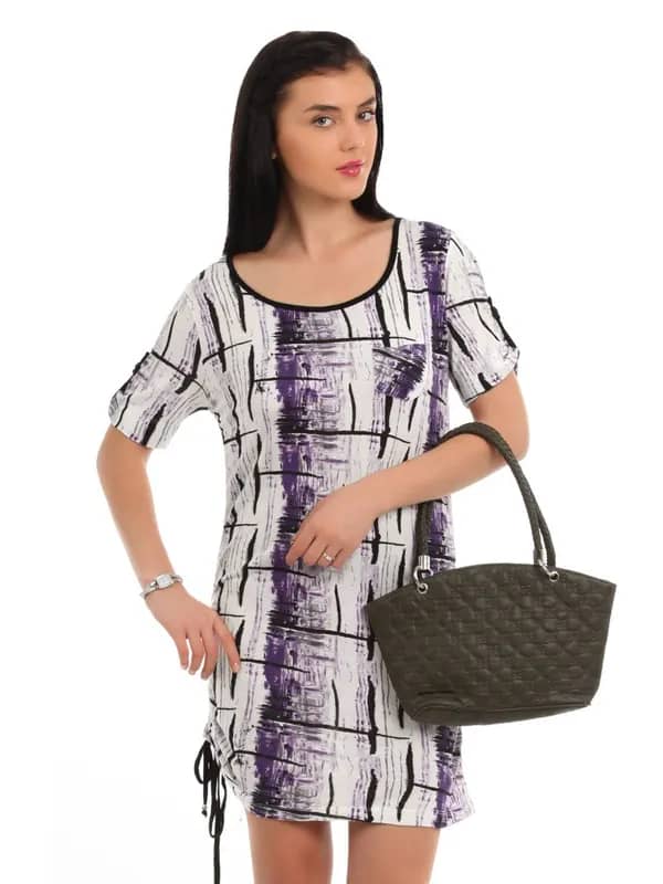 Latin Quarters Women White Printed Tunic
