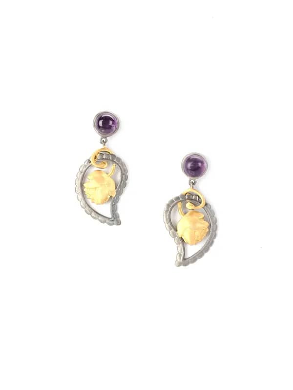 Rreverie Golden & Purple Earrings