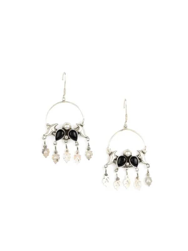 Rreverie Silver & Black Earrings