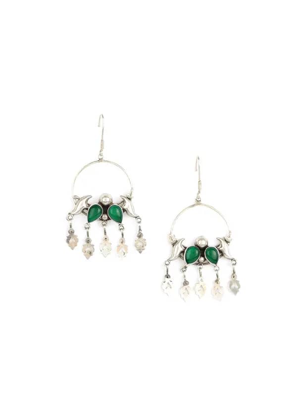 Rreverie Silver & Green Earrings