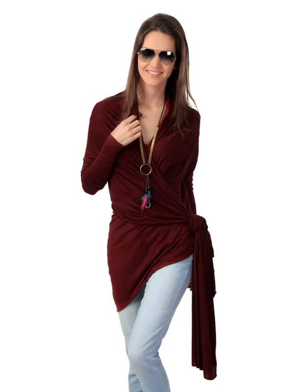 Latin Quarters Women Maroon Shrug