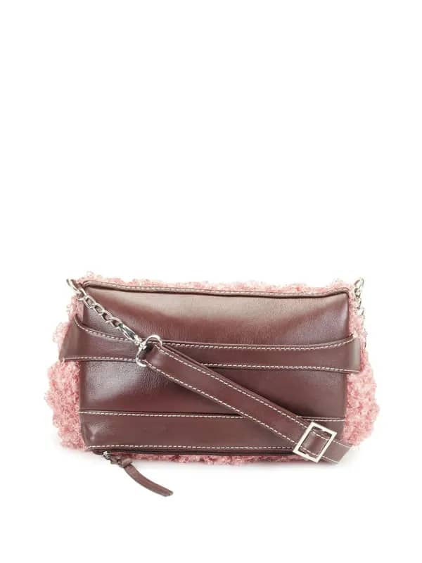 Ivory Tag Pink Furry Foldover Crossbody Bag