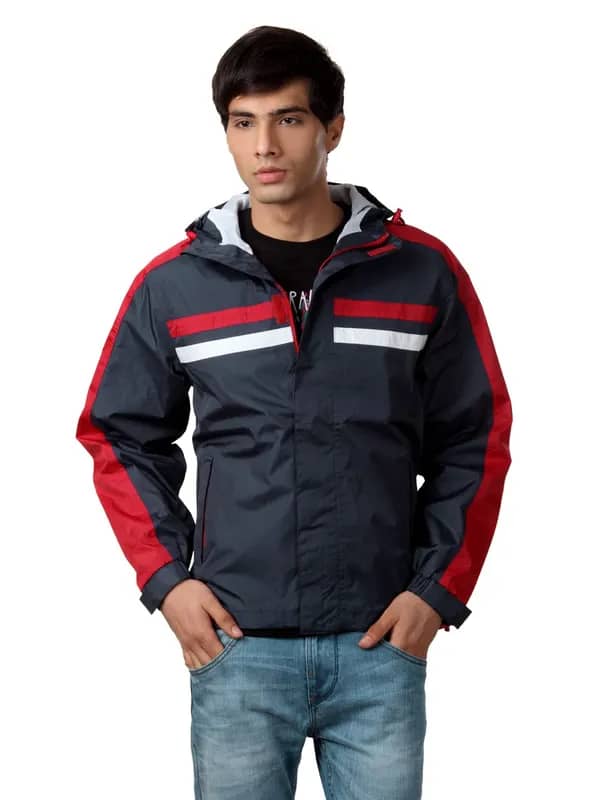 Just Natural Men Navy Blue Rain Jacket