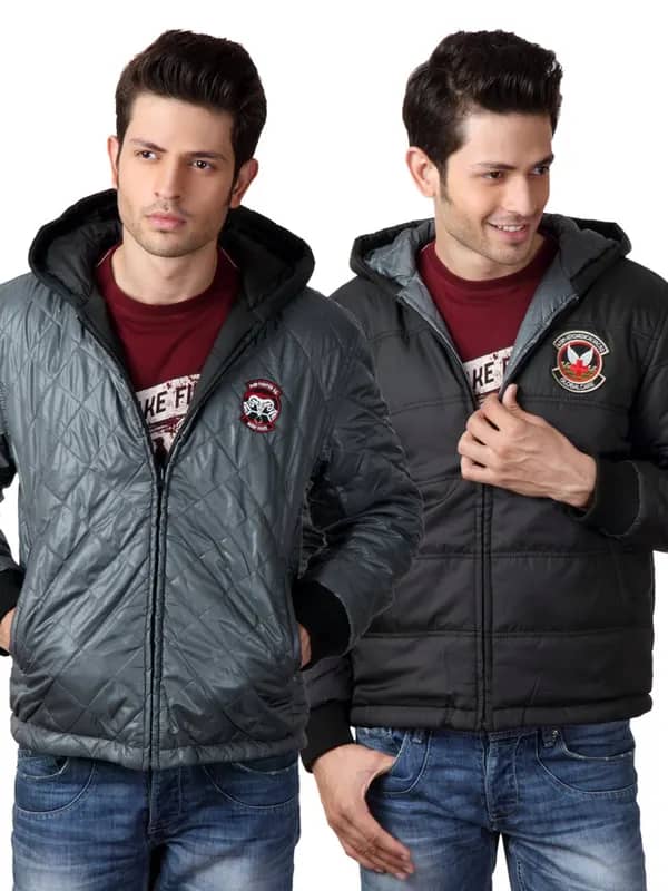 Just Natural Men Black & Grey Reversible Jacket