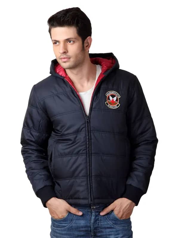 Just Natural Men Navy Blue Reversible Jacket