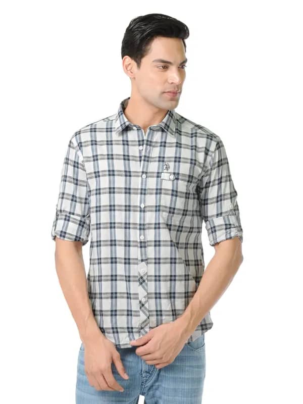 U.S. Polo Assn. Denim Co. Men Checks White Shirt