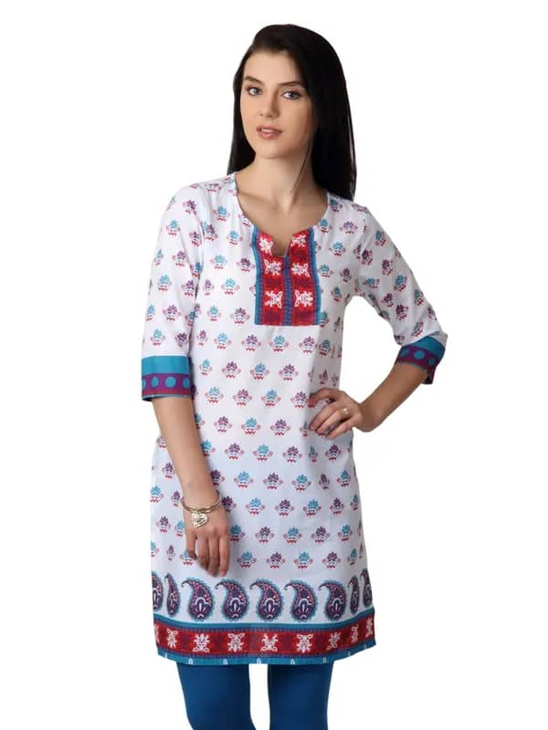 Vishudh Women White Printed Kurta