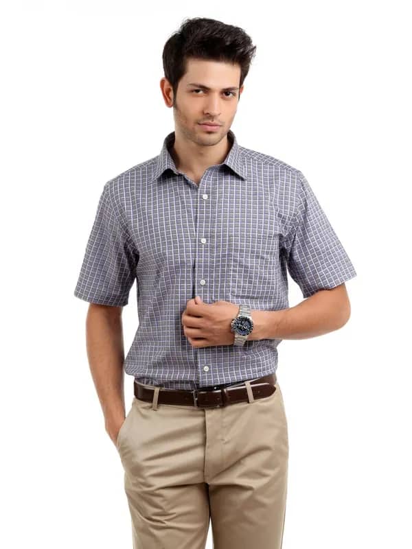 Arrow Men Grey Check Slim Fit Shirt
